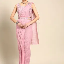 Grancy Embellished Embroidered Ready to Wear Saree With Belt-picture-21