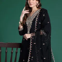 Indo Era Ethnic Motifs Embroidered Sequinned Kurta With Trousers & Dupatta-picture-35