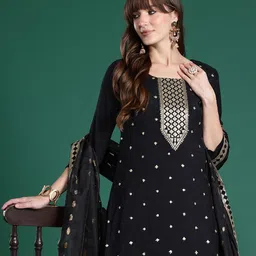 Indo Era Ethnic Motifs Embroidered Kurta with Trousers & Dupatta-picture-42