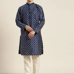 SOJANYA Men Geometric Embroidered Thread Work Kurta-image-55