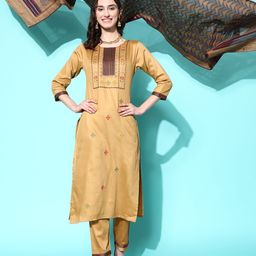 Sangria Women Thread Work Kurta with Trousers & With Dupatta-image-53