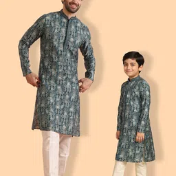 KISAH Boys Ethnic Motifs Printed Thread Work Kurta with Pyjama-picture-40