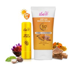 Iba Set Of 2 Ubtan Lip Balm- 4.5 g & Ubtan Sunscreen With SPF 50+ PA++++- 50 g-46