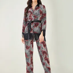 First Resort by Ramola Bachchan Printed Shirt Collar Top With Trouser & Belt-picture-10