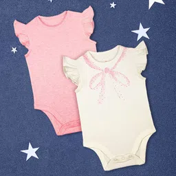 mothercare Infant Girls Pack of 2 Pure Cotton Bodysuits in Pink & Off-White-image-18