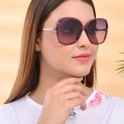 ROYAL SON Women Grey Lens & Purple UV Protected Oversized Sunglasses CHIWM00113-C4-40