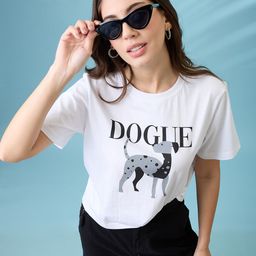 Globus Women Graphic Printed Round Neck Cotton Oversized T-shirt-image-94