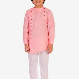 Superminis Boys Pink Solid Pure Cotton Kurta with Pyjamas-26