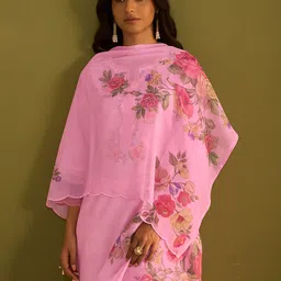 Indo Era Women Floral Embroidered Regular Thread Work Kurta with Trousers & With Dupatta-picture-20