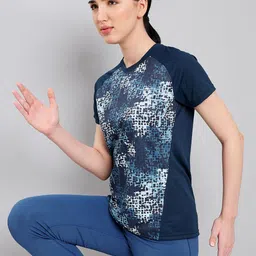 Technosport Antimicrobial Abstract Printed Round Neck Slim Fit T-Shirts-image-72