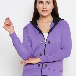 Belle Fille Women Purple Solid Hooded Jacket-image-84