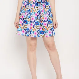 BRINNS Floral Printed Pleated Tie-Up Detail Flared Skirt-image-16