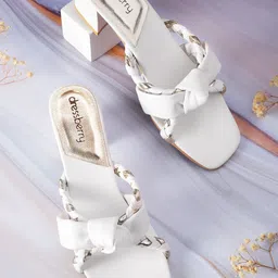 DressBerry Women Braided Block Heels with Knot Detail-50