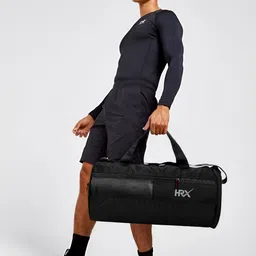 HRX by Hrithik Roshan Black Brand Logo Printed Duffel Bag-44