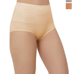 Bella Voste Pack Of 3 Floral Self Design High-Rise Anti-Odour Tummy Control Hipster Briefs-picture-9
