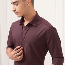 KETCH Men Cutaway Collar Solid Cotton Slim Fit Casual Shirt-image-27