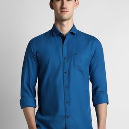Peter England Casuals Men Blue Slim Fit Cotton Casual Shirt-picture-15