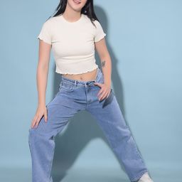 Crimsoune Club Round Neck Slim Fit Cotton Crop Casual T-shirt-image-13