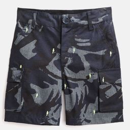 Cherry Crumble Boys Blue & Grey Camouflage Print Regular Fit Cargo Shorts-29