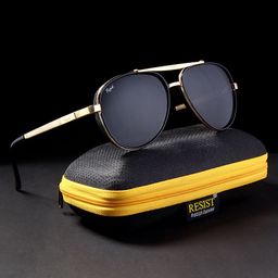 RESIST EYEWEAR Unisex Black Lens & Black Aviator Sunglasses with UV Protected Lens-36