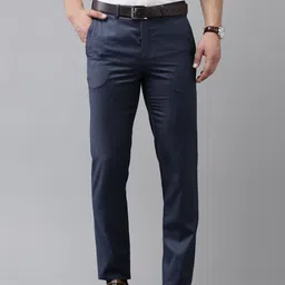 Van Heusen Men Solid Slim Fit Mid-Rise Plain Woven Flat-Front Formal Trousers-picture-23