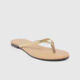 Street Style Store Women Gold-Toned Solid Open Toe Flats-image-81
