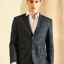 DENNISON Men Checked Single-Breasted Notched Lapel Blazer-28