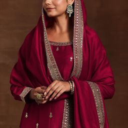Libas Women Floral Embroidered Regular Kurta with Palazzos & With Dupatta-image-22