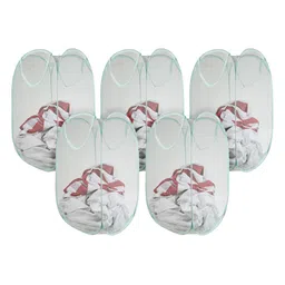 Kuber Industries 5 Pieces Nylon Net Lightweight & Foldable  Laundry Baskets With Handle-37