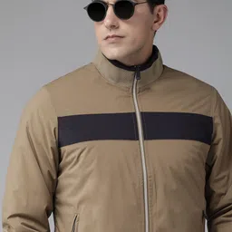 Arrow Men Solid Lightweight Quilted Jacket With Single Block Stripe Detail-17