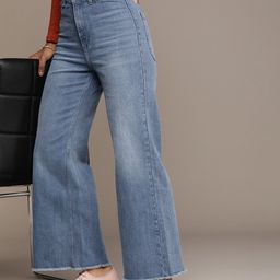 MANGO Catherine High-Rise Light Fade Stretchable Frayed Hem Loose Fit Culottes Jeans-image-59