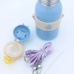 YK Blue Printed Stainless Steel Insulated Water Bottle With Strap490ml-picture-1
