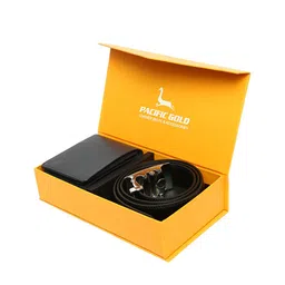 Pacific Gold Men Black Genuine Leather Belt with Wallet-image-24