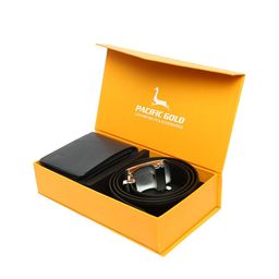 Pacific Gold Men Black Genuine Leather Belt with Wallet-image-97