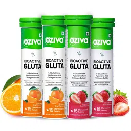 OZiva Set Of 4 Bioactive Gluta Fizzy Tablets- 15 Tablets Each- Strawberry & Orange-88