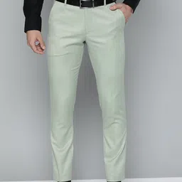 DENNISON Men Green Solid Smart Auto Fit Waist Formal Trousers-image-85