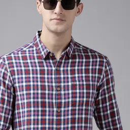 BEAT LONDON by PEPE JEANS Men Multicoloured HOWARD Slim Fit Checked Pure Cotton Shirt-image-24