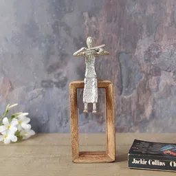Manor House Silver-Toned & Brown Musician Playing Violin Sculpture Showpiece-image-9