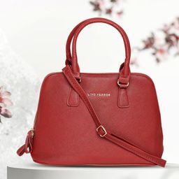 Lino Perros Red Solid Handheld Bag with Detachable Sling Strap-58