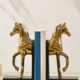 SITARRA LIVING Gold-Toned & Black 2 Pieces Horse Stallion Bookends Metal Showpieces-image-67
