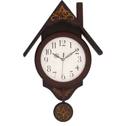 CHRONIKLE Brown & White Printed Wooden Traditional Wall Clock-image-28