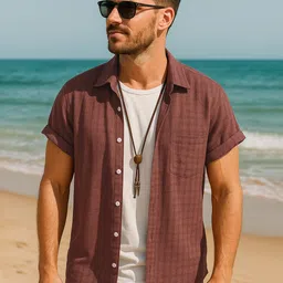 R.Code by The Roadster Life Co. Men Textured Spread Collar Casual Shirt-image-85