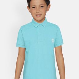 METRO KIDS COMPANY Boys Turquoise Blue Organic Cotton Solid Polo Collar T-shirt-image-72