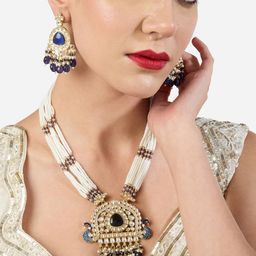 Zaveri Pearls Gold-Plated Stone Studded & Beaded Jewellery Set-picture-44