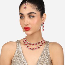 Zaveri Pearls Gold-Plated Stone Studded Layered Jewellery Set-25