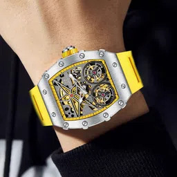 GIORDANO Men Printed Dial & Bracelet Style Straps Analogue Automatic Motion Powered Watch-picture-5