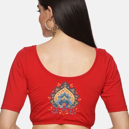 NOT YET by us Printed Round Neck Stretchable Saree Blouse-image-72
