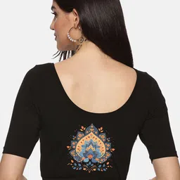 NOT YET by us Printed Round Neck Stretchable Saree Blouse-image-61