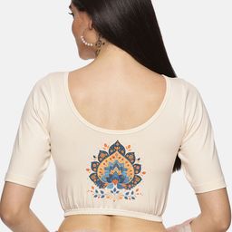NOT YET by us Printed Round Neck Stretchable Saree Blouse-image-45