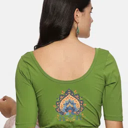 NOT YET by us Printed Round Neck Stretchable Saree Blouse-image-76